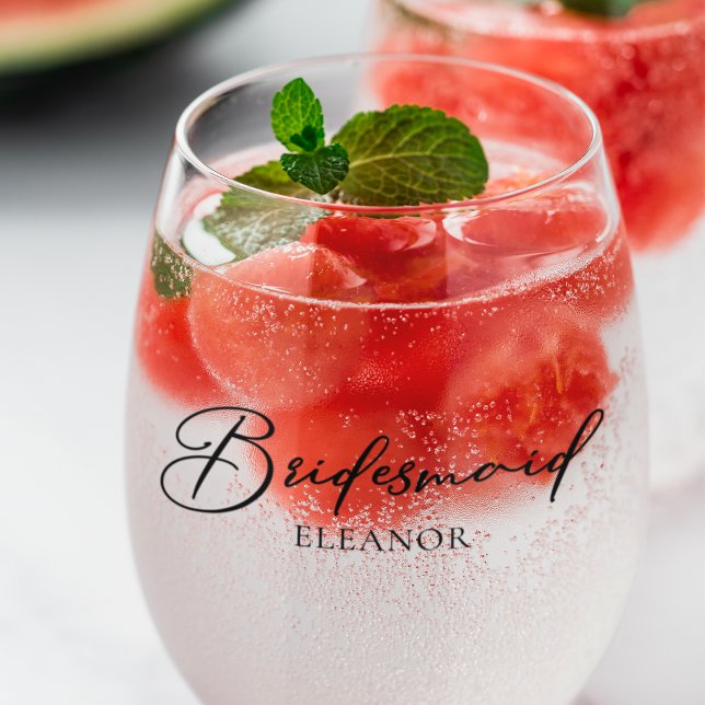 Verre À Vin Sans Pied Chic Bridesmaid Personnalisable Mariage Deux Côtés (Créateur téléchargé)