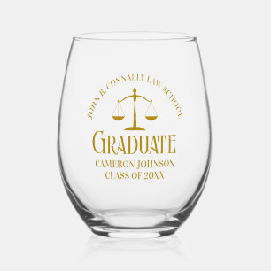 Verre À Vin Sans Pied Chic Gold Law School Graduation Keepsaké