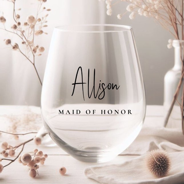 Verre À Vin Sans Pied Chic Maid De Fête De Mariée D'Honneur (Créateur téléchargé)