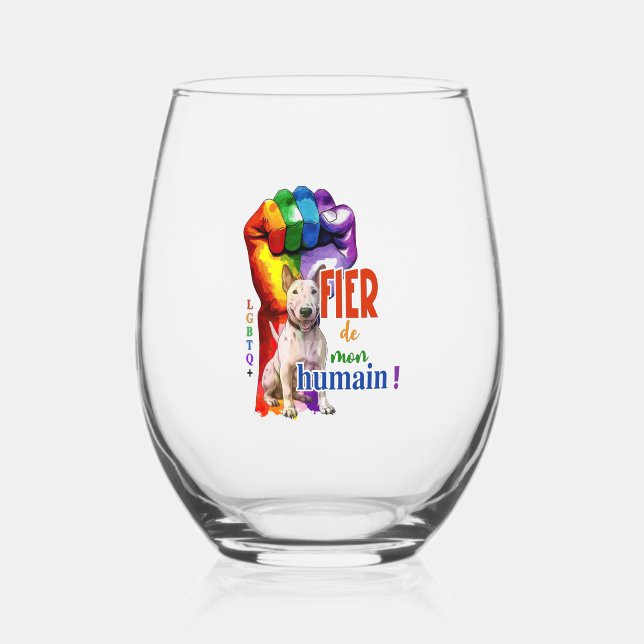 Verre À Vin Sans Pied Chien de Bullterrier miniature (Recto)