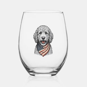 Verre À Vin Sans Pied Chien doodle patriotique Gravure vintage vecteur D