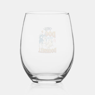 Verre À Vin Sans Pied Chien Est Sonnette Aboie Blanc Bleu_1