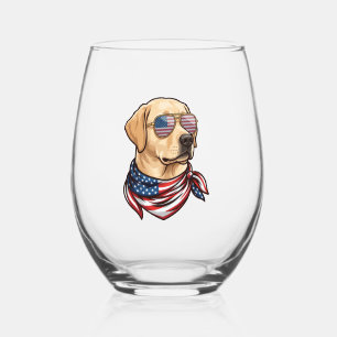 Verre À Vin Sans Pied Chien Lunettes de soleil Drapeau Usa Bandana