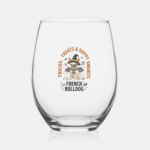 Verre À Vin Sans Pied Chien Trickster Halloween Bouledogue Français