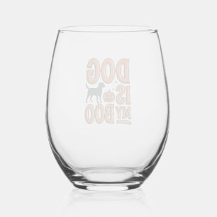 Verre À Vin Sans Pied Chien Vintage Est Mon Boo Halloween Conception de