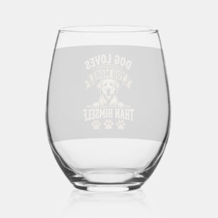 Verre À Vin Sans Pied Chien Vous Aime Plus Que Lui-Même Vintage