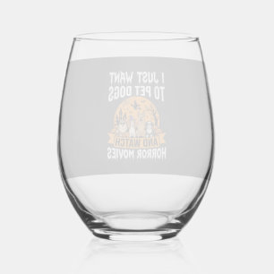 Verre À Vin Sans Pied Chiens drôles d'Halloween Vecteur de films d'horre