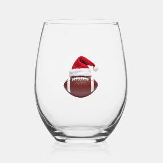 Verre À Vin Sans Pied Christmas American Football Ball Santa Hat (1)