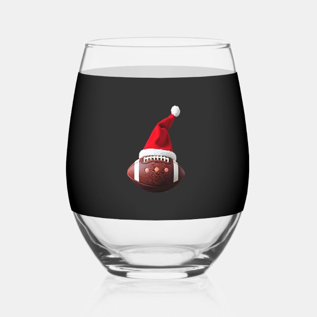 Verre À Vin Sans Pied Christmas American Football Ball Santa Hat (3) (Recto)