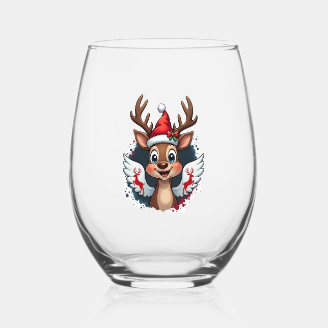 Verre À Vin Sans Pied christmas Reindeer (1) (Recto)