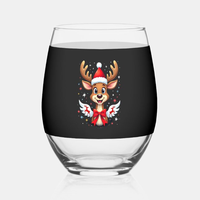 Verre À Vin Sans Pied christmas Reindeer (3) (Recto)