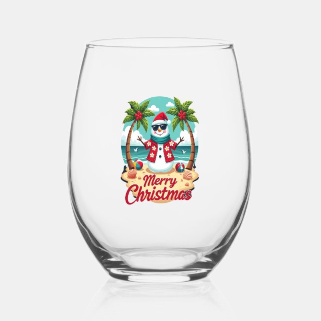 Verre À Vin Sans Pied christmas Snowman (Recto)