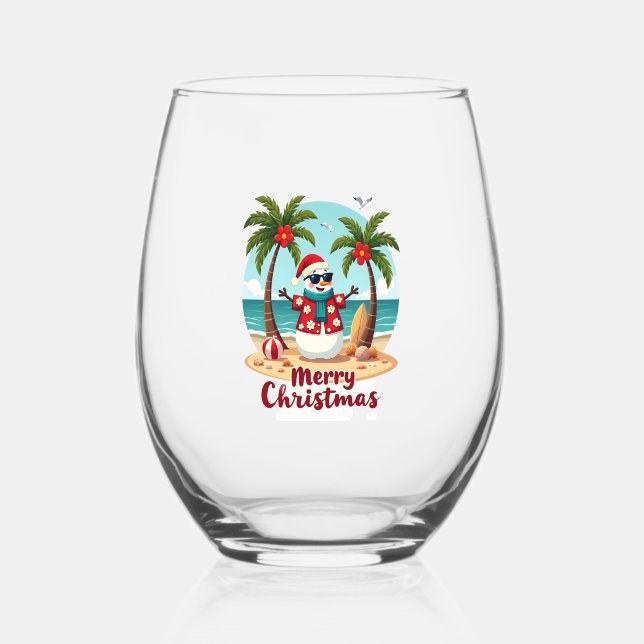 Verre À Vin Sans Pied christmas Snowman (3) (Recto)