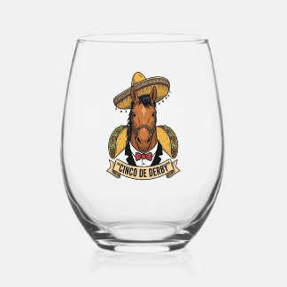 Verre À Vin Sans Pied Cinco de Derby Cheval Taco Sombrero Design Vintage