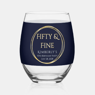 Verre À Vin Sans Pied Cinquantième anniversaire personnalisé Cinquante e