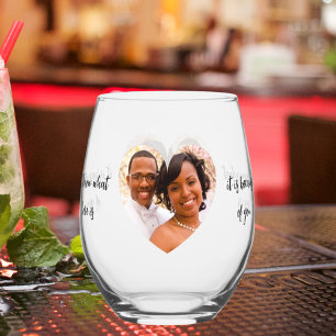 Verre À Vin Sans Pied Citation d'amour du couple du coeur photo