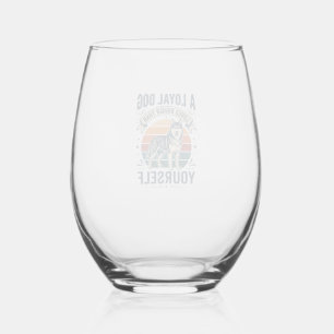 Verre À Vin Sans Pied Citation de chien Husky Gravure vintage Design pou