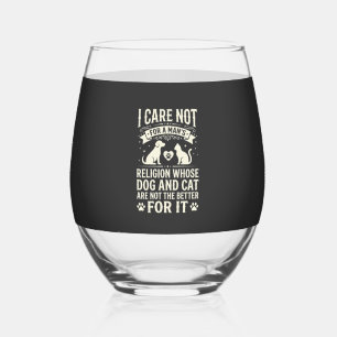 Verre À Vin Sans Pied Citation de la religion du chien et du chat