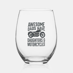 Verre À Vin Sans Pied Citation Papa Filles Moto Vintage Vector Desi