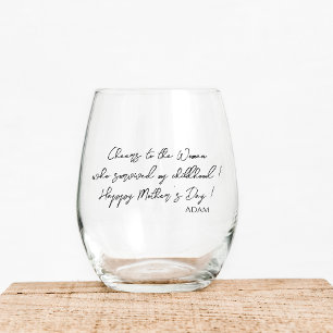 Verre À Vin Sans Pied Citations amusantes Fête des Mères Script Cadeau M