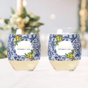 Verre À Vin Sans Pied Citrons méditerranéens Portugais Mariage