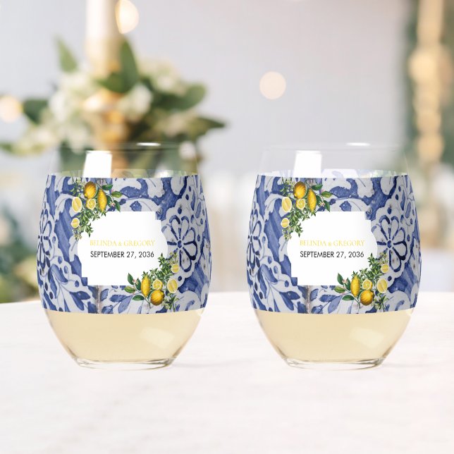 Verre À Vin Sans Pied Citrons méditerranéens Portugais Mariage (Insitu (Mariage))