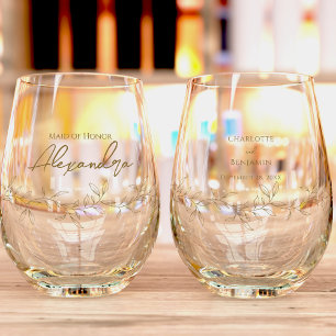 Verre À Vin Sans Pied Classic Gold Green Mariage fête nuptiale