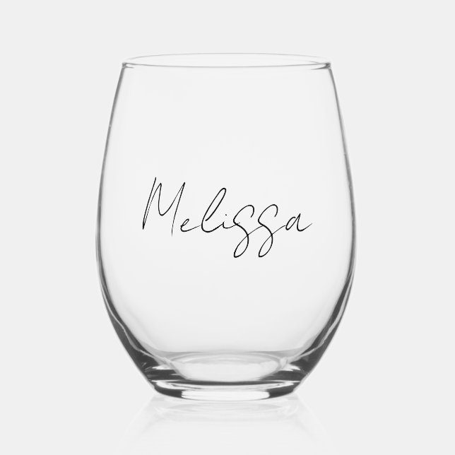 Verre À Vin Sans Pied Classique Élégante Calligraphie Personnalisée (Recto)