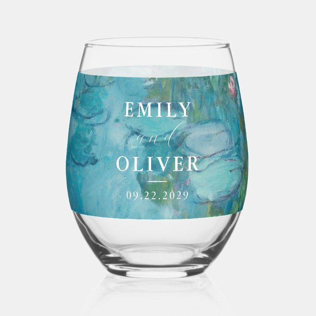 Verre À Vin Sans Pied Claude Monet Water Lilies Mariage (Recto)