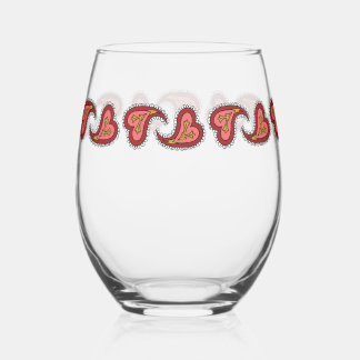 Verre À Vin Sans Pied Cœur Paisley