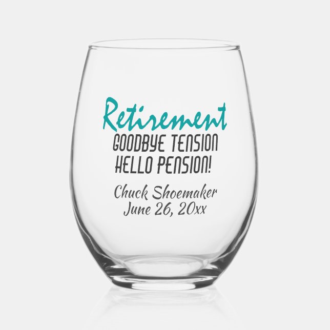 Verre À Vin Sans Pied Commémoratif de la retraite amusante (Recto)