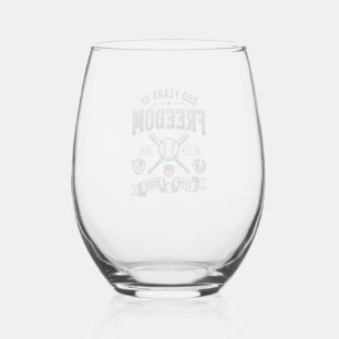 Verre À Vin Sans Pied Conception de baseball patriotique 250 ans de libe