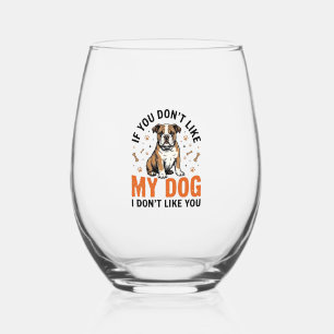 Verre À Vin Sans Pied Conception de chemise de citation de chiot vintage