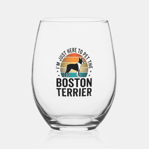 Verre À Vin Sans Pied Conception de chemise pour amateur de chien Boston