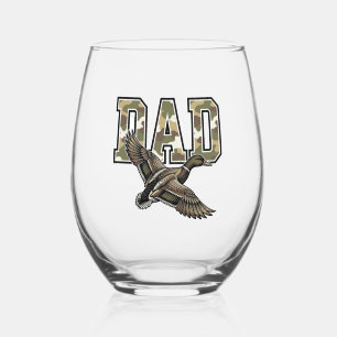 Verre À Vin Sans Pied Conception de chemise vectorielle Camo Papa Canard