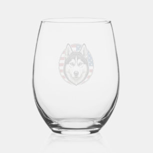 Verre À Vin Sans Pied Conception de chemise vectorielle de chien patriot