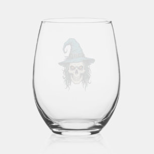 Verre À Vin Sans Pied Conception de chemise vectorielle Halloween Crâne 