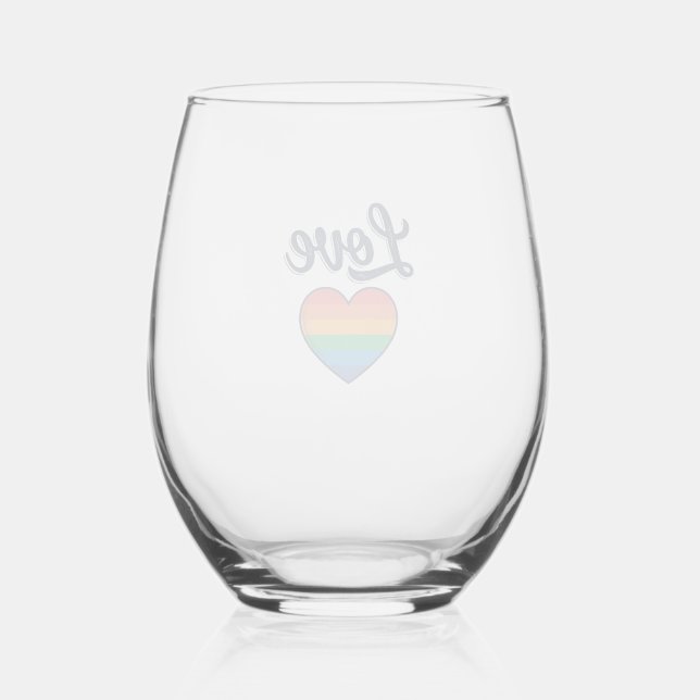 Verre À Vin Sans Pied Conception de chemise vectorielle Love Rainbow Hea (Recto)