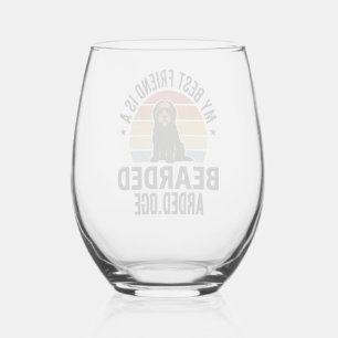 Verre À Vin Sans Pied Conception de Collie barbu amateur de chien au cou