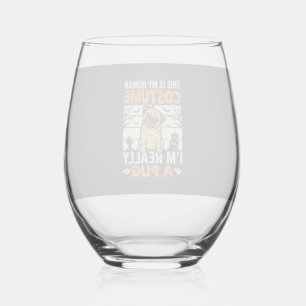 Verre À Vin Sans Pied Conception de costume humain drôle de pug Hallowee