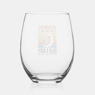 Verre À Vin Sans Pied Conception de T-shirt drôle vintage de vieille dam