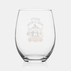 Verre À Vin Sans Pied Conception de vecteur de chien de Halloween de Cor