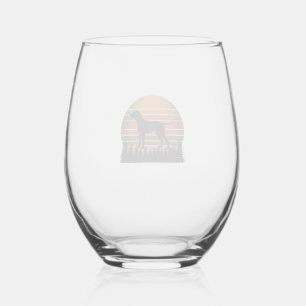 Verre À Vin Sans Pied Conception vectorielle de chien de chasse vintage 