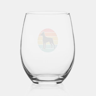 Verre À Vin Sans Pied Conception vectorielle de silhouette de chien au c