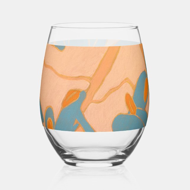 Verre À Vin Sans Pied Contemporary Leaf Design in Peach  (Recto)