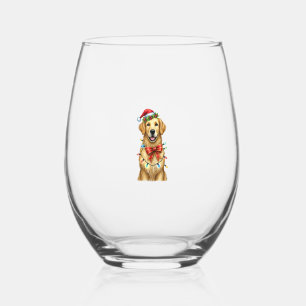 Verre À Vin Sans Pied Coquette Chien retrieur d'or Mignonne Noël de Bow 