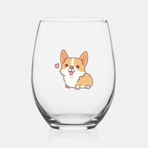 Verre À Vin Sans Pied Corgi Chien mignon et souriant