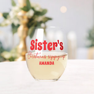 Verre À Vin Sans Pied Coupe Sippy de Noël de Soeur personnalisée