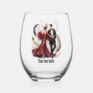 Verre À Vin Sans Pied Couple Art Déco élégant personnalisable