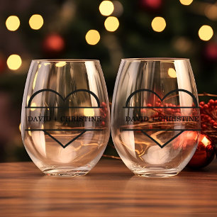 Verre À Vin Sans Pied Couple moderne main main mariage de nom personnali